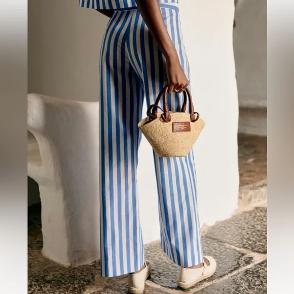 ⛱️🌊Sezane FAUSTO TROUSERS Blue and White Striped Pants - Picture 3 of 10